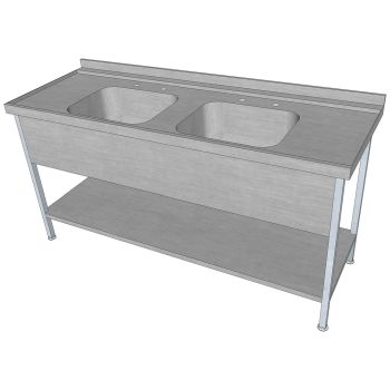 Double Sink With Double Table Drainer 1500x650mm