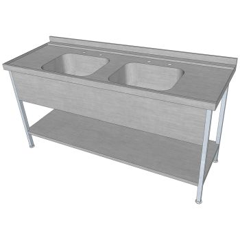 Double Sink With Single Table Drainer 2200x650mm
